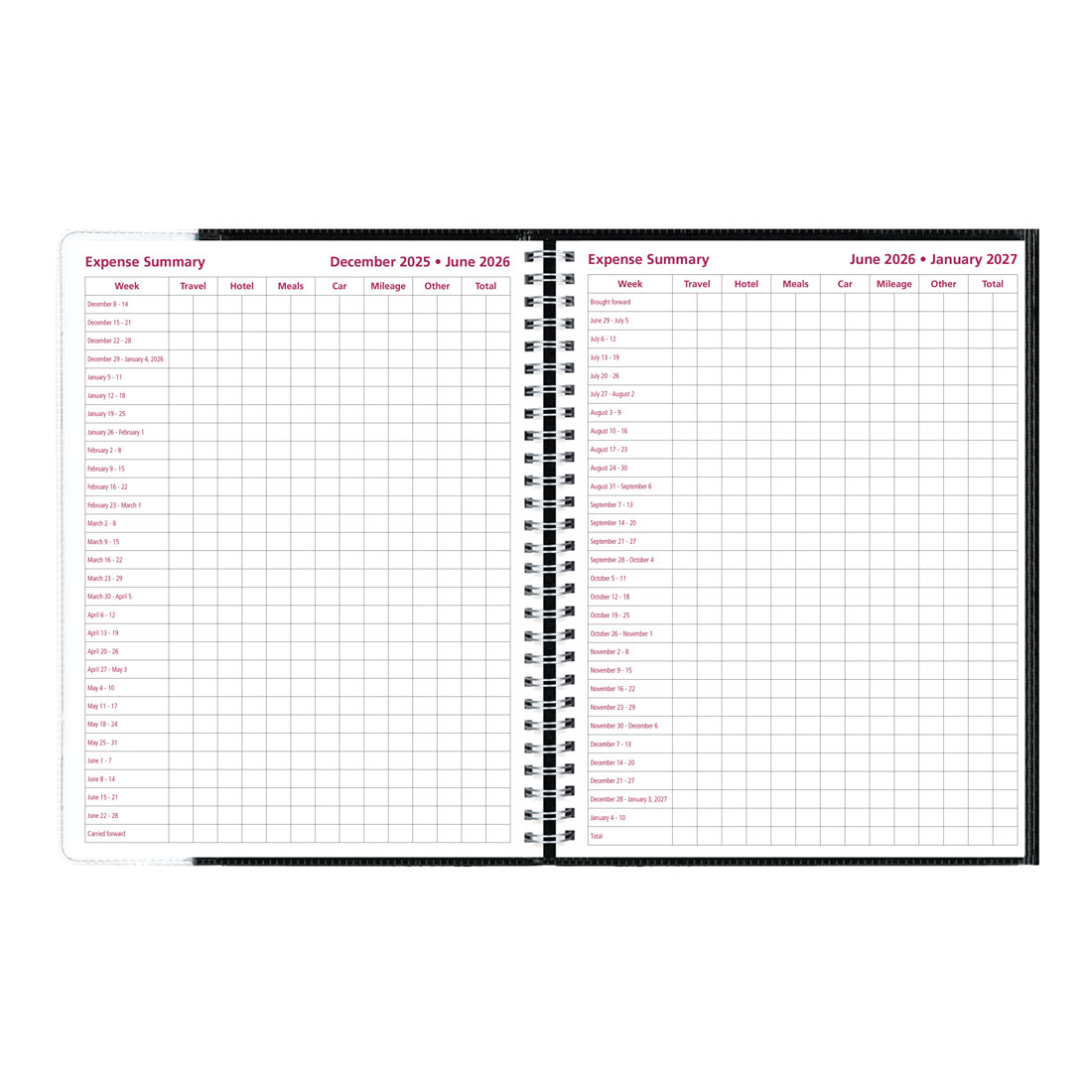 Brownline Pre-Vu™ Weekly Planner 2026, Tri-Fold Cover, Black CB925.BLK-26