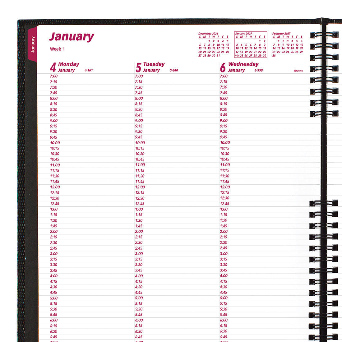 CoilPro™ Weekly Appointment Book, 2027 Black CB950C.BLK-27 Brownline#color_black