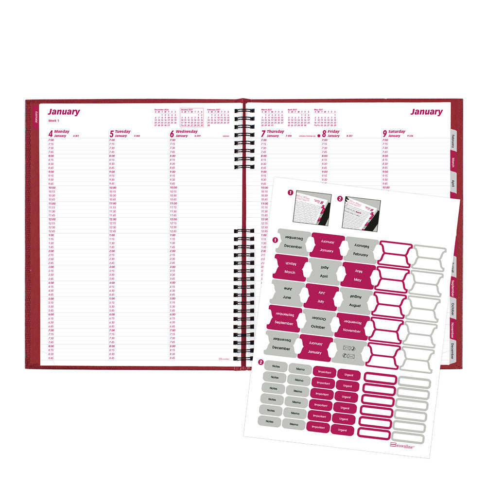 CoilPro™ Weekly Appointment Book, 2027 Bright Red CB950C.RED-27 Brownline#color_bright-red