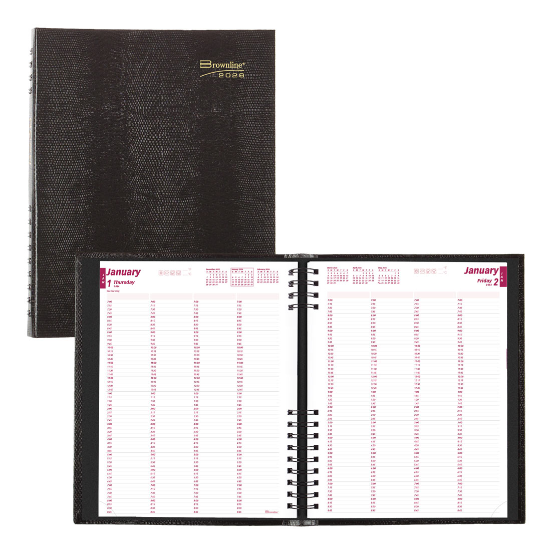 Brownline CoilPro™ Four-Person Daily Appointment Book, Black, 2026 CB960C.BLK-26