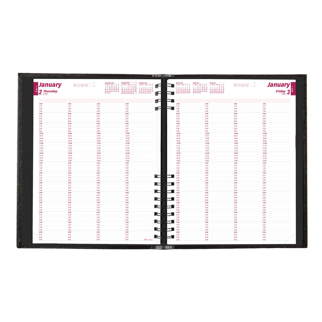 CoilPro 4-Person Daily Appointment Book 2025, English, Black, CB960C.BLK