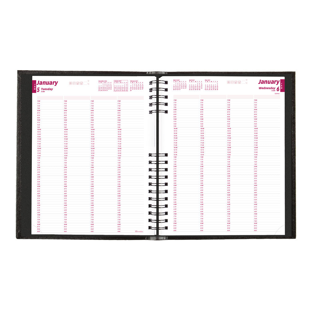 CoilPro™ Daily Four-Column Appointment Book, 2027, Black CB960C.BLK-27 Brownline
