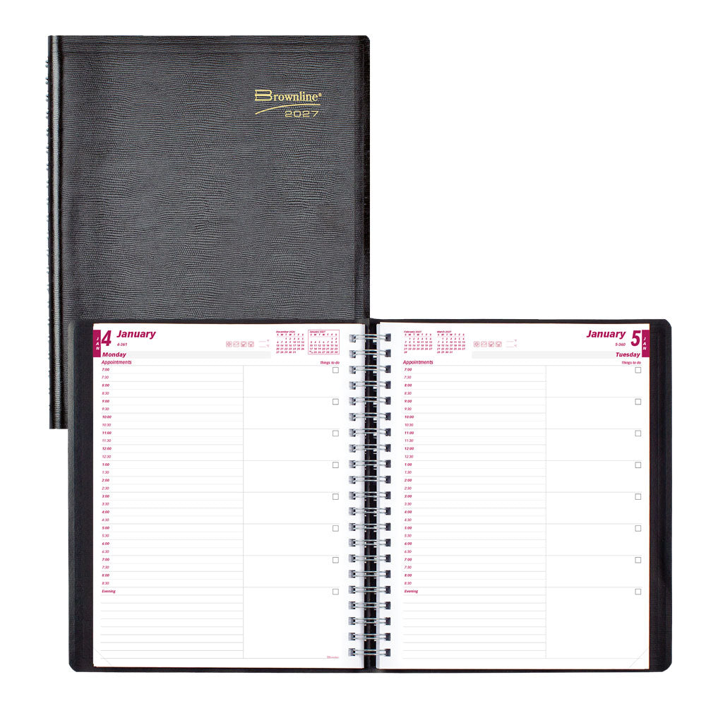 Essential Daily Appointment Book, 2027, Black CB965.BLK-27 Brownline