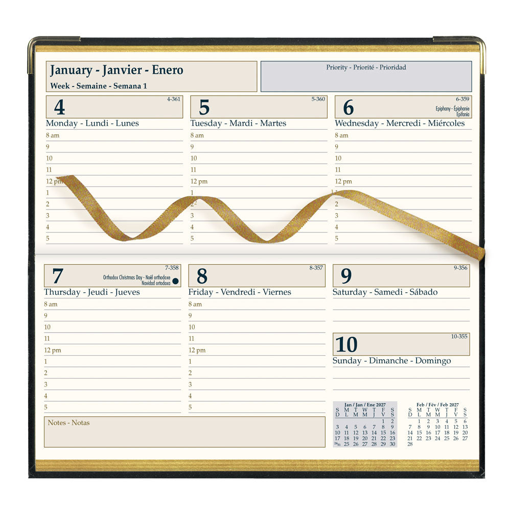 Executive Weekly Appointment Book, 2027, Trilingual, Black CBE306-27 Brownline