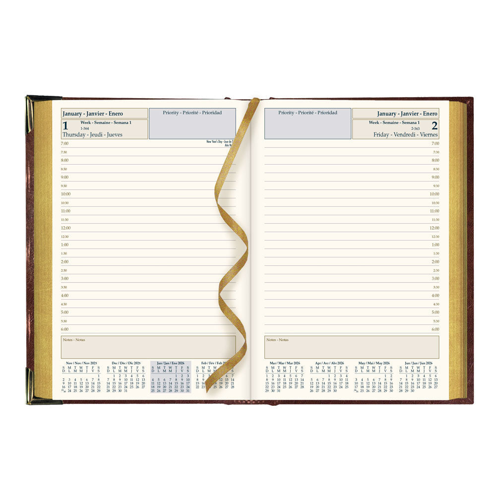 Executive Daily Appointment Book, 2027, Trilingual, Assorted CBE504.ASX-27 Brownline