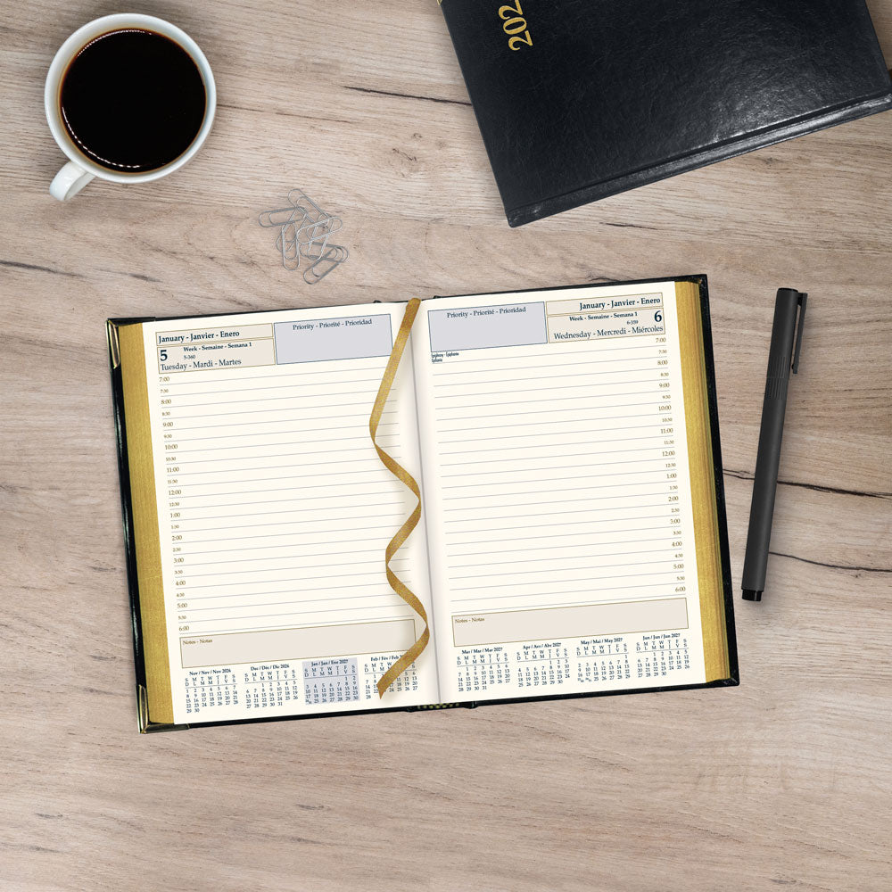 Executive Daily Appointment Book, 2027, Trilingual, Assorted CBE504.ASX-27 Brownline