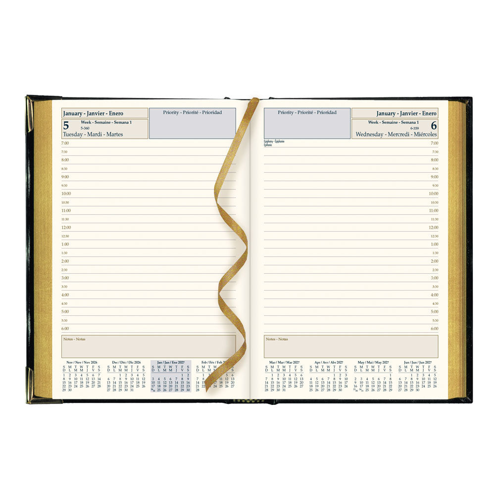 Executive Daily Appointment Book, 2027, Trilingual, Black CBE504-27 Brownline