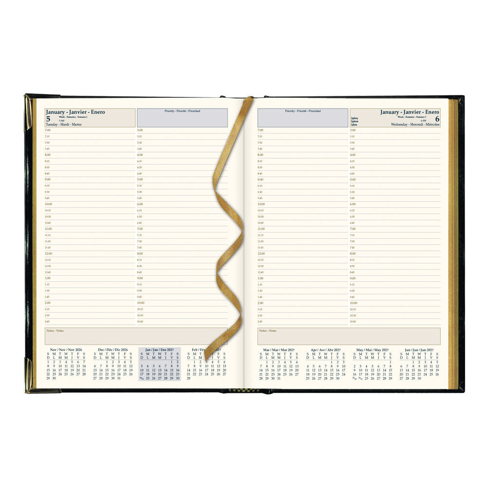 Executive Daily Appointment Book, 2027, Trilingual, Assorted CBE514.ASX-27 Brownline
