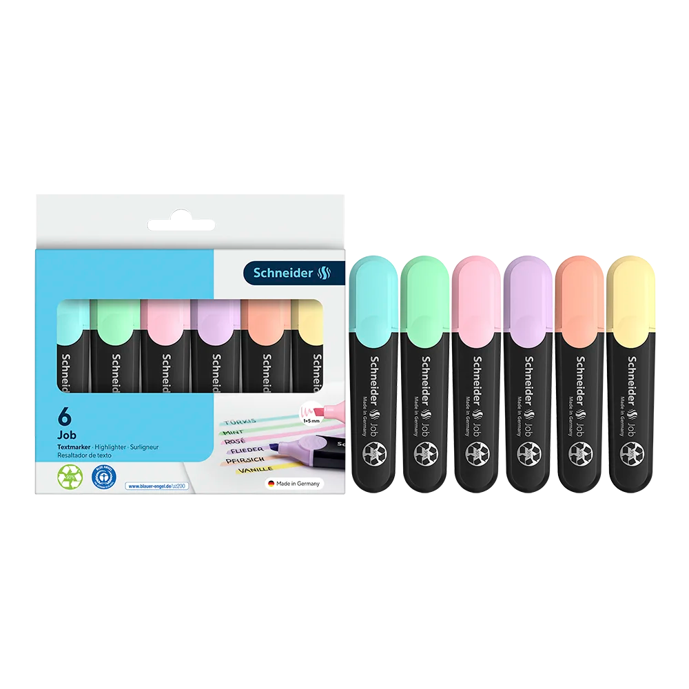 Job Pastel Highlighters, Wallet 6 pieces - Assorteda