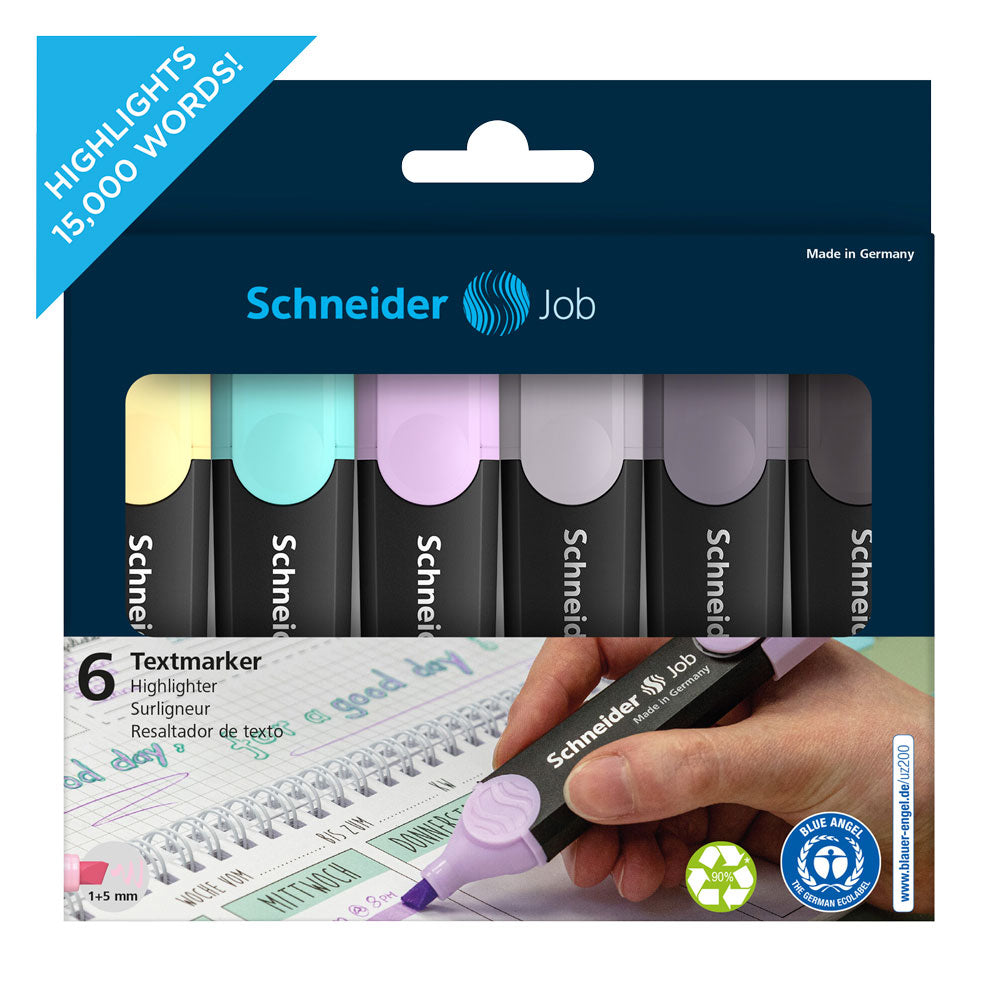 Job Pastel Highlighters (Gray Edition), Wallet 6 pieces - Assorted