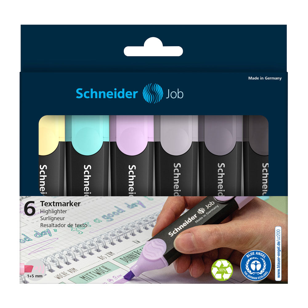 Job Pastel Highlighters (Gray Edition), Wallet 6 pieces - Assorted