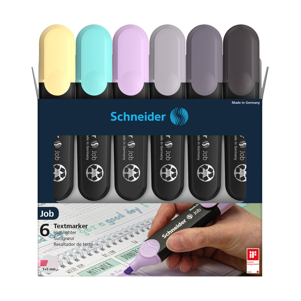 Job Pastel Highlighters (Gray Edition), Wallet 6 pieces - Assorted