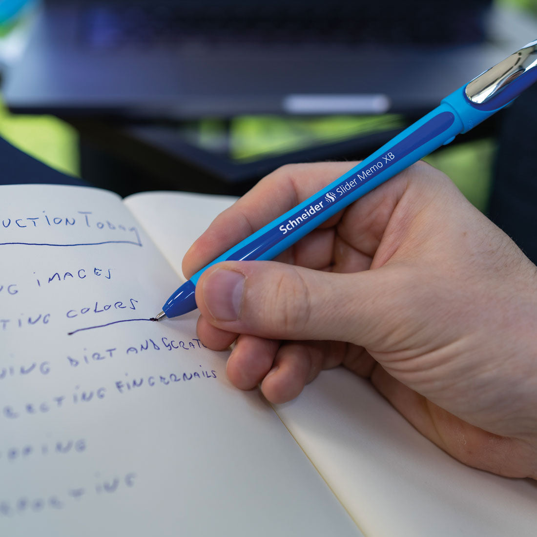 Schneider Memo Ballpoint Pens XB,Blue Ink, Promo Set of 4 Units + 1 FREE Rave 150275