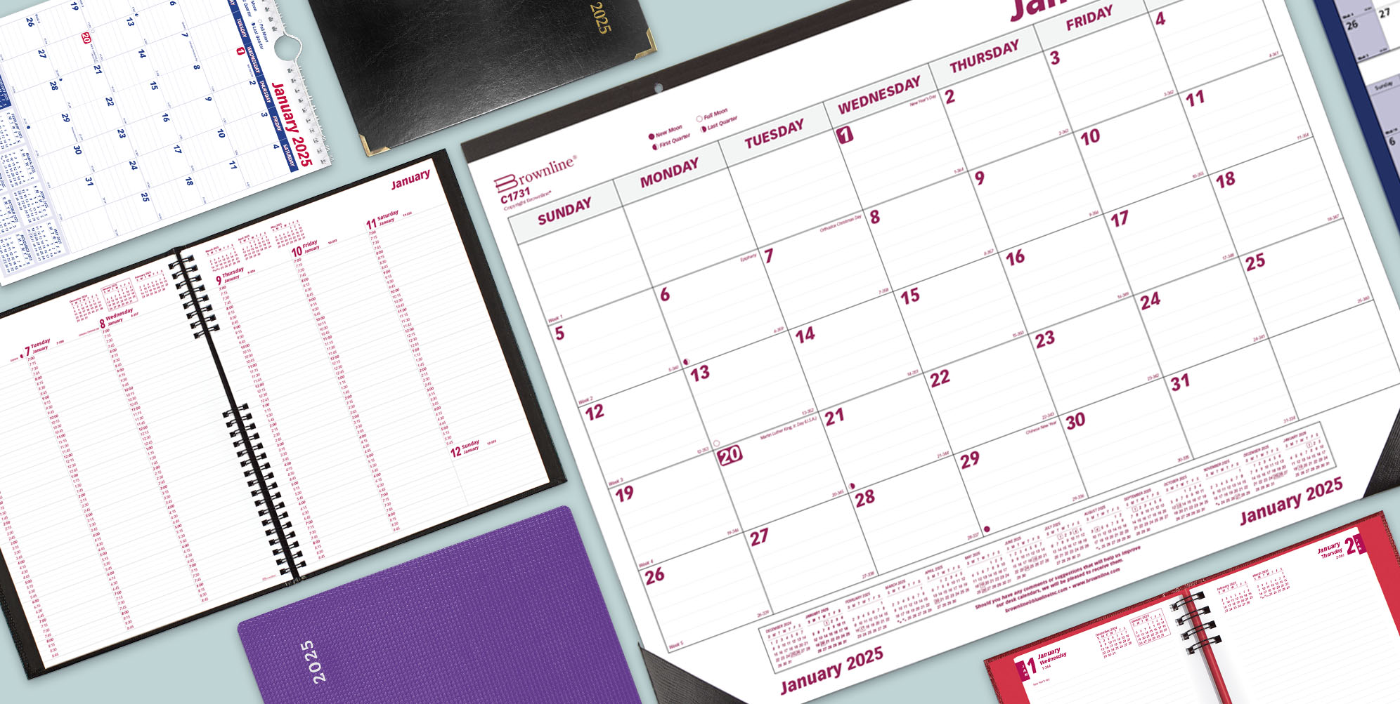 2025_Planners_Calendars_Desk Pads_on_Brownline