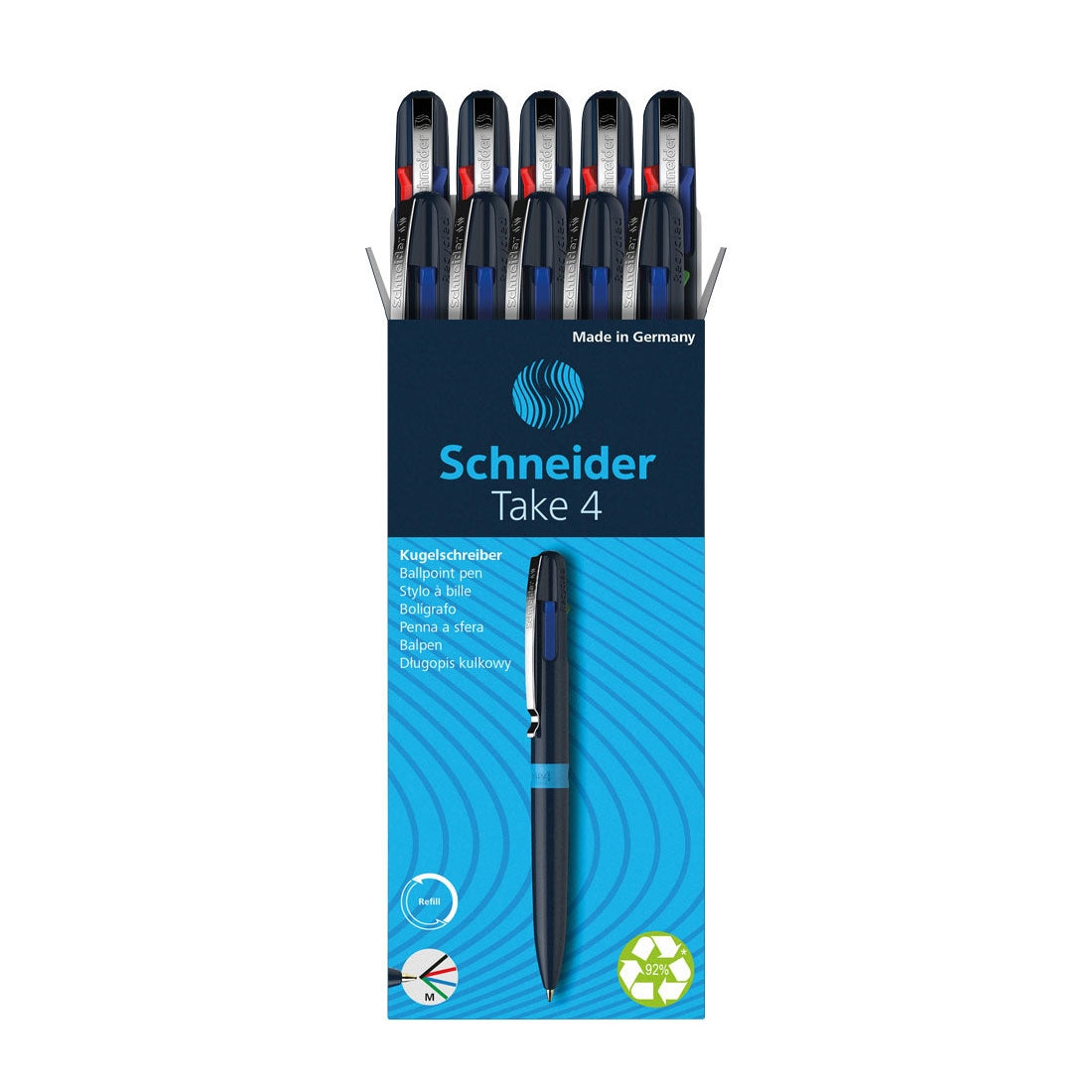 Take 4 Multi 4- Color Ballpoint Pens M, Box of 10 units - Blue