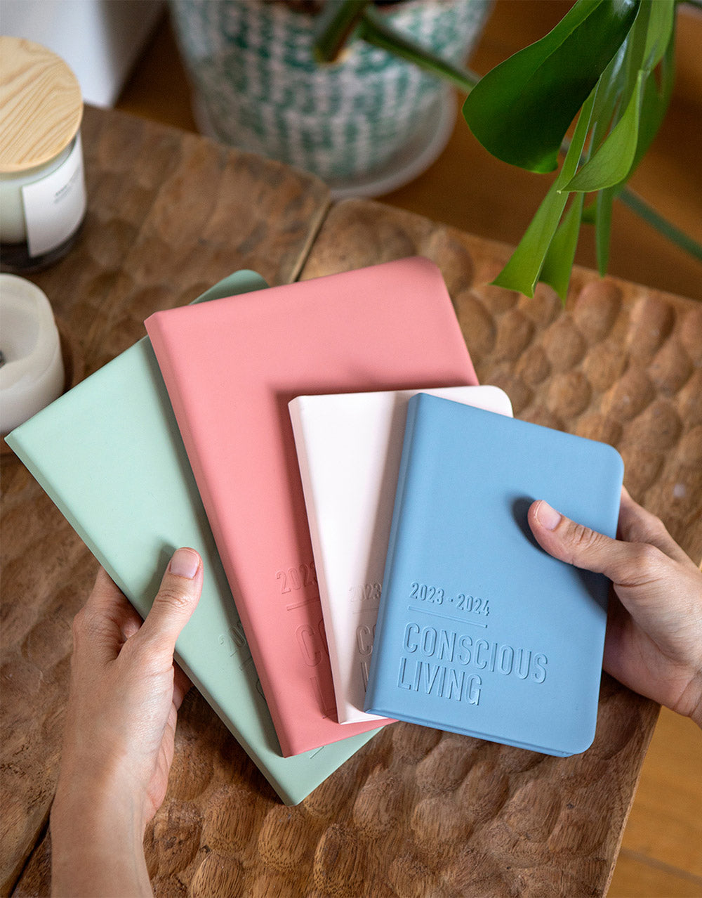 Conscious A6 Day to a Page Planner with Appointments 2023-2024 - Multilanguage - Clay - Letts of London#color_clay