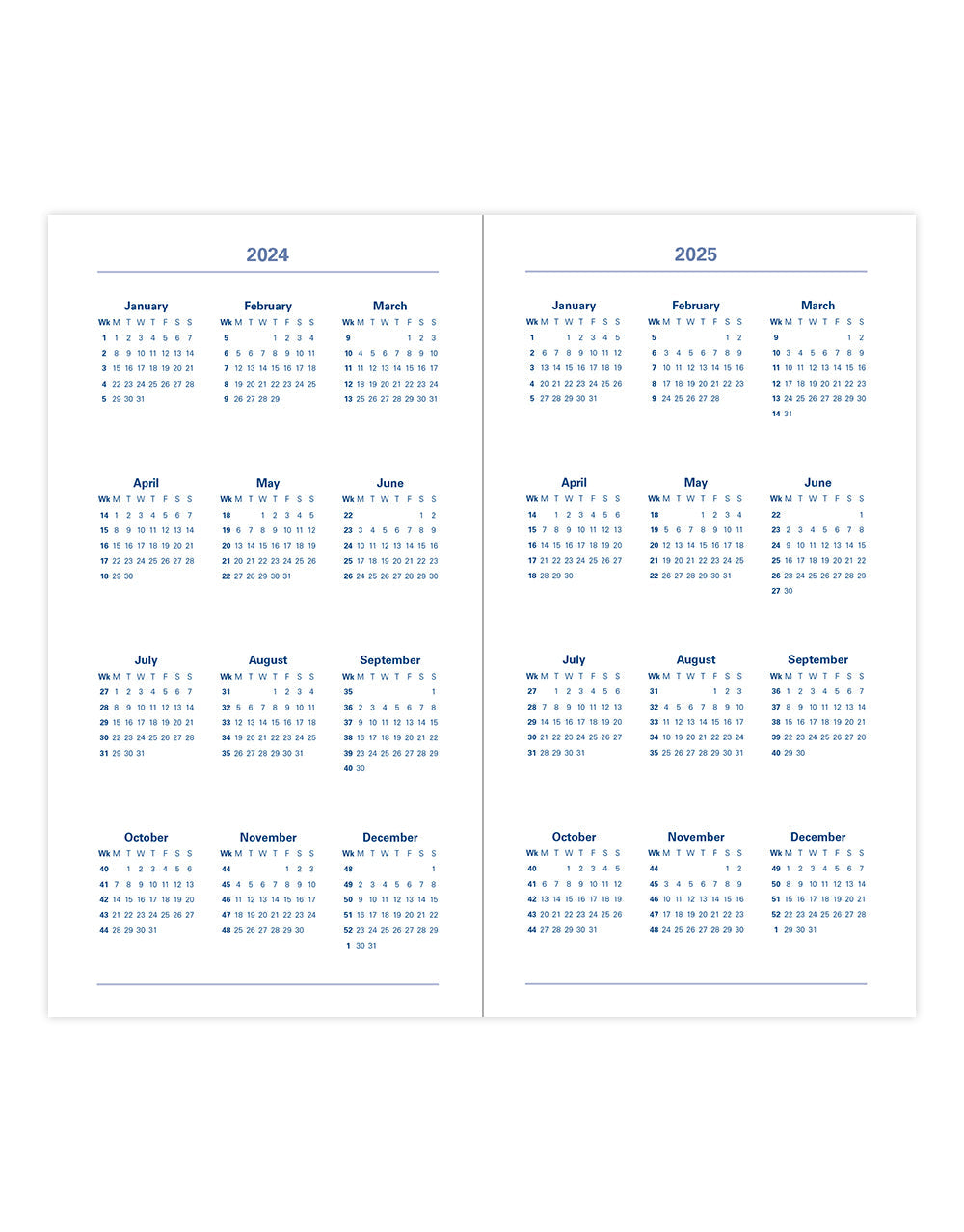 Woodland Medium Pocket Week to View Diary 2024 - Multilanguage#color_woodland-navy