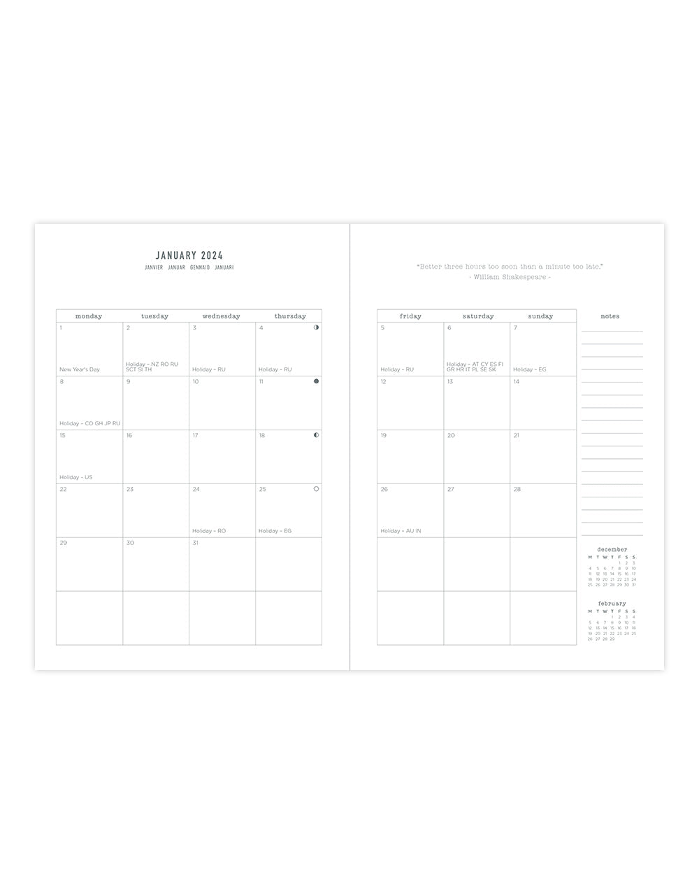 Spring Valley A5 Week to View Diary 2024 - Multilanguage#color_spring-valley-mint