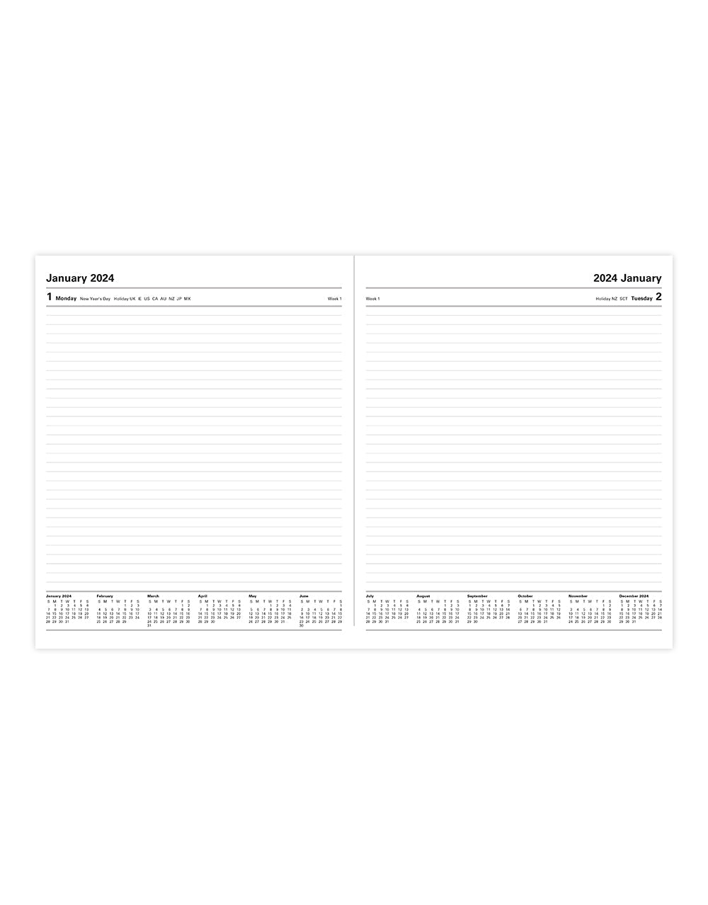 Standard Quarto Day to a Page Diary 2024 - English#color_black