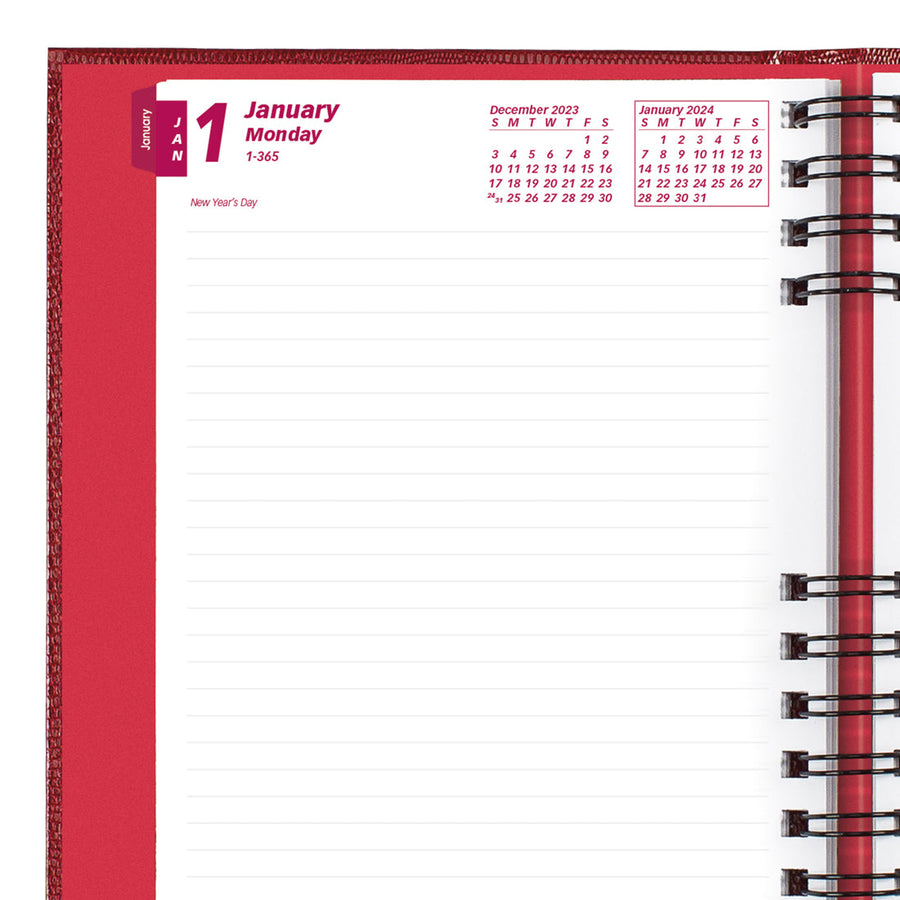 CoilPro Daily Planner 2024, Red Brownline Brownline USA