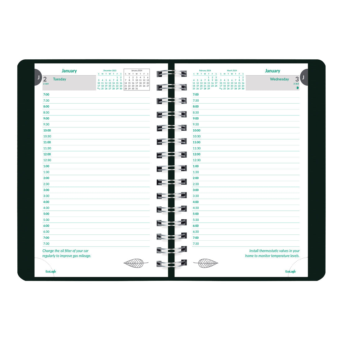 EcoLogix Daily Planner 2024, Black