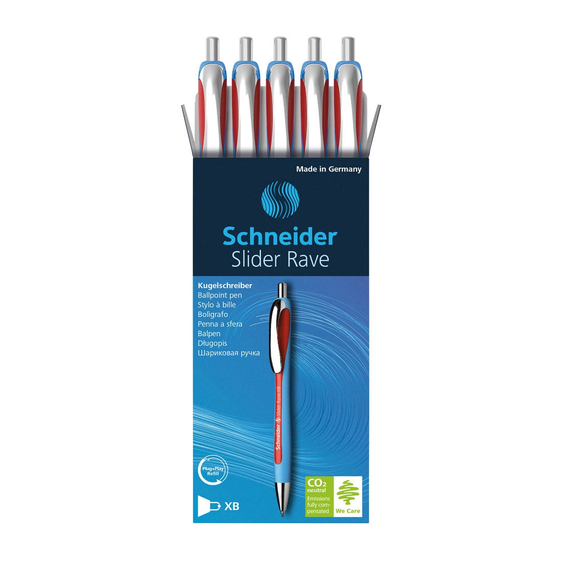 Rave Ballpoint Pen XB, Box of 5 units#ink-color_red