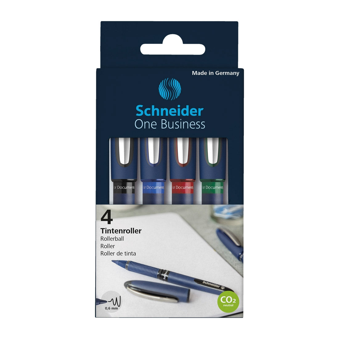 One Business Rollerball Pens 0.6mm, Pack 4 pieces - Assorted